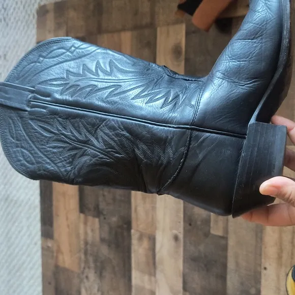 Vintage Nocona Black Leather Western Cowboy Boots Sz 9EEE Men
