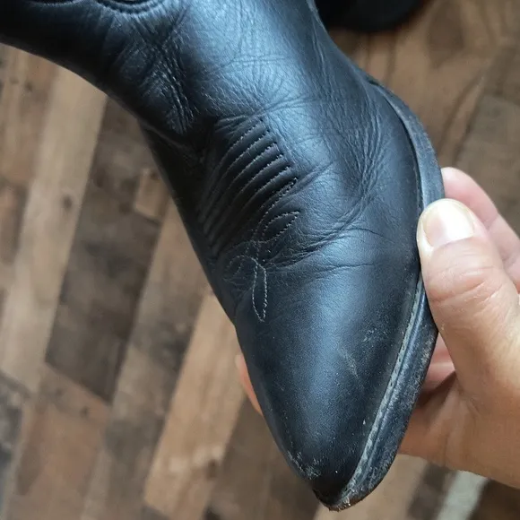 Vintage Nocona Black Leather Western Cowboy Boots Sz 9EEE Men