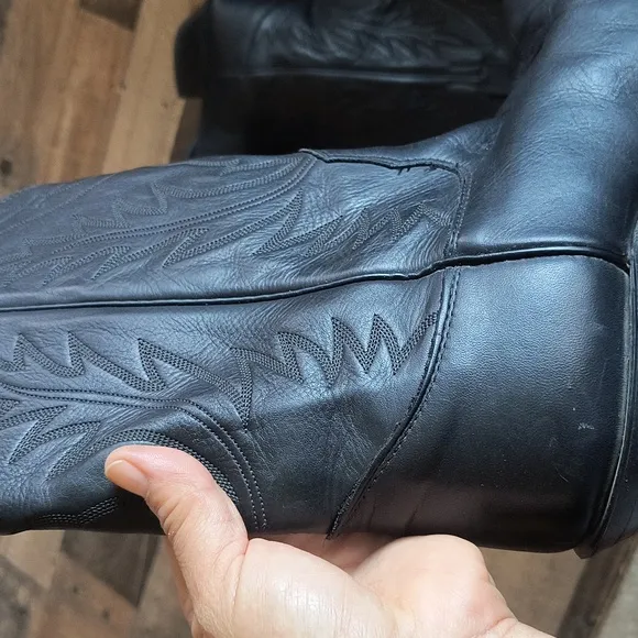 Vintage Nocona Black Leather Western Cowboy Boots Sz 9EEE Men