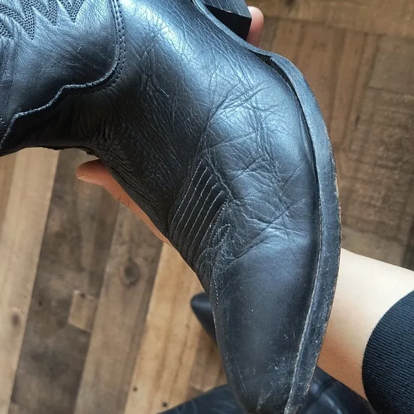 Vintage Nocona Black Leather Western Cowboy Boots Sz 9EEE Men