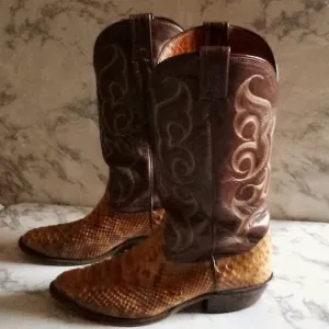 Vintage Nocona  Snakeskin Boots Men Size 9D