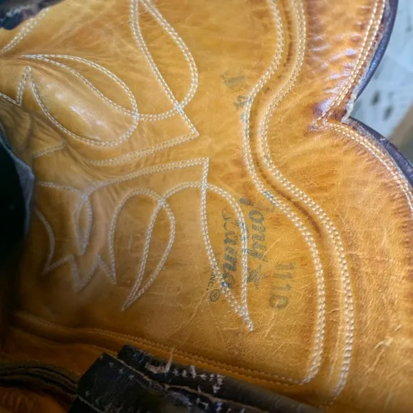 Vintage Tony Lama Dark Brown Black Leather Western Boots Men size 10 Made in USA