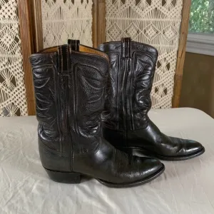 Vintage Tony Lama Dark Brown Black Leather Western Boots Men size 10 Made in USA