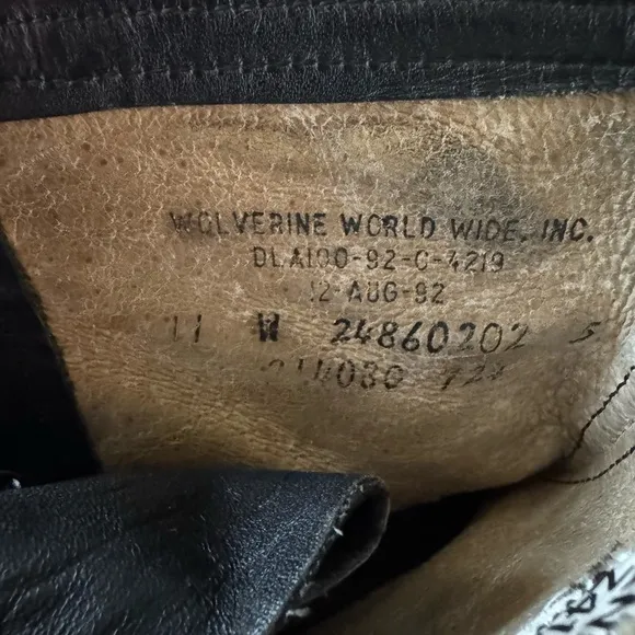 Vintage Wolverine black leather combat boots Size 11 Wide / 11W
