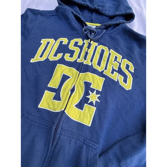 Vintage Y2K DC Shoes Skateboard Hoodie Sk8 Mens SMALL Blue Full Zip Grunge Punk