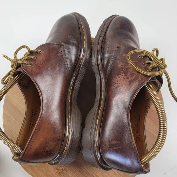 Vtg 90s Doc Martens Oxford Shoes Brown Leather England Leather Men's UK 9 US 10