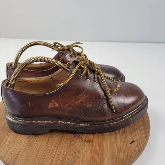 Vtg 90s Doc Martens Oxford Shoes Brown Leather England Leather Men's UK 9 US 10