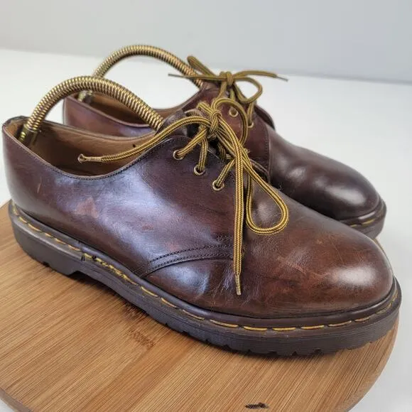 Vtg 90s Doc Martens Oxford Shoes Brown Leather England Leather Men's UK 9 US 10