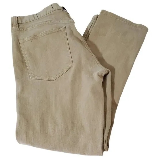 VTG DC Shoes Tan Jean 34/28 Button Fly Slim Skateboard Stretch Leather Logo