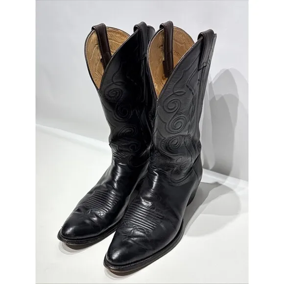 VTG Justin 12&quot; Black Western Boots 1777 Men Size 12B Narrow (*See Description*)