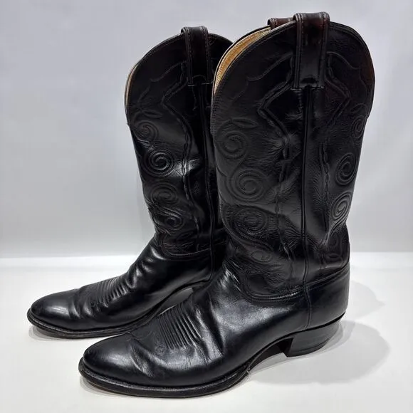 VTG Justin 12&quot; Black Western Boots 1777 Men Size 12B Narrow (*See Description*)