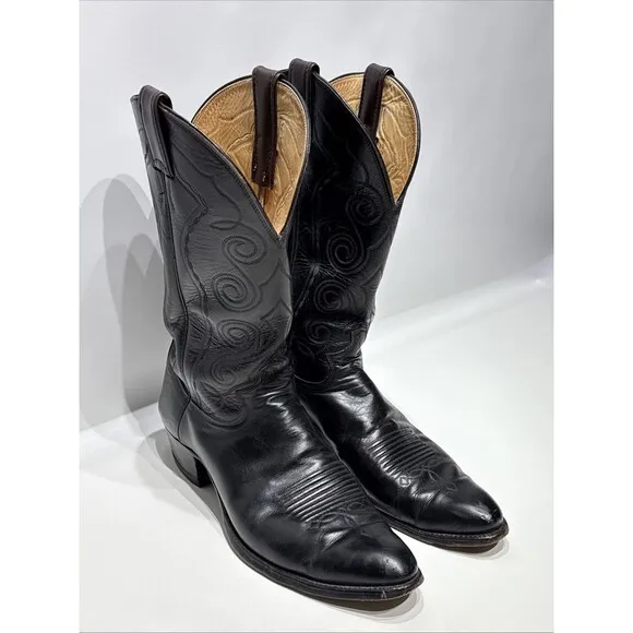 VTG Justin 12&quot; Black Western Boots 1777 Men Size 12B Narrow (*See Description*)
