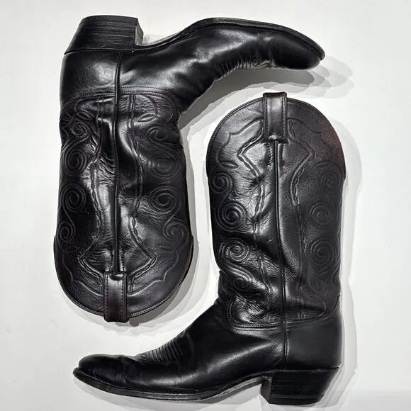 VTG Justin 12&quot; Black Western Boots 1777 Men Size 12B Narrow (*See Description*)