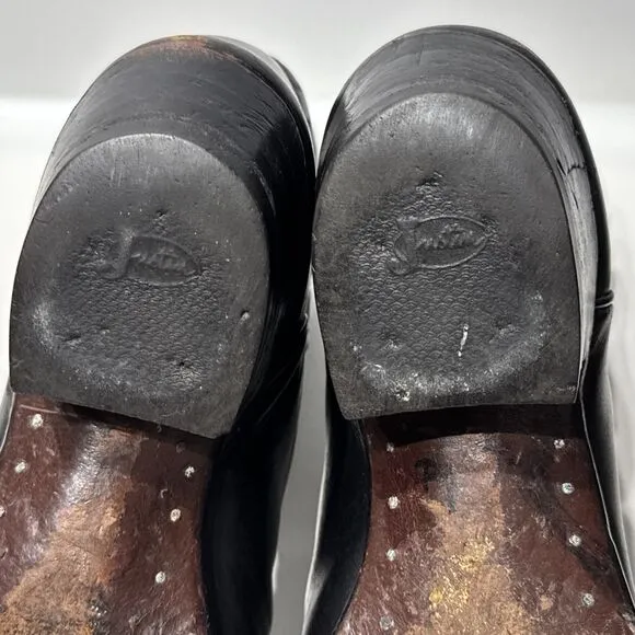 VTG Justin 12&quot; Black Western Boots 1777 Men Size 12B Narrow (*See Description*)