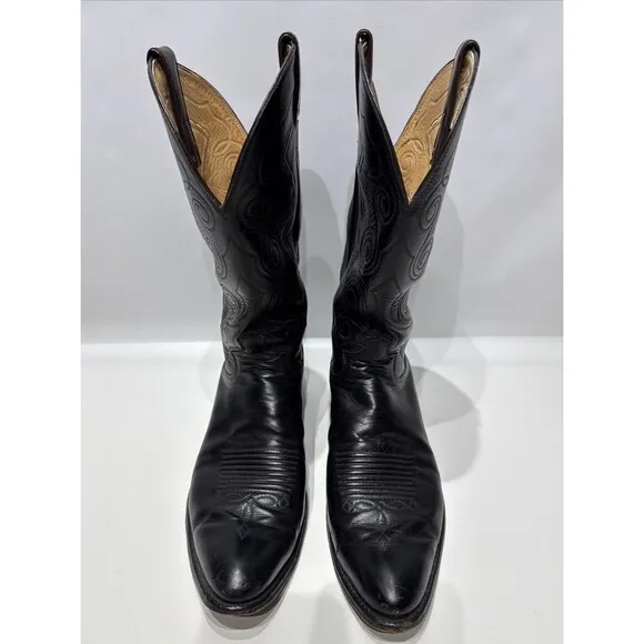 VTG Justin 12&quot; Black Western Boots 1777 Men Size 12B Narrow (*See Description*)