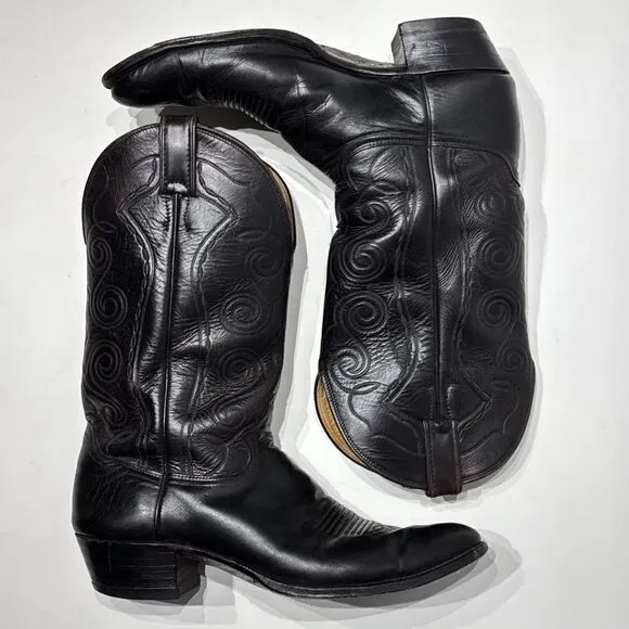 VTG Justin 12&quot; Black Western Boots 1777 Men Size 12B Narrow (*See Description*)