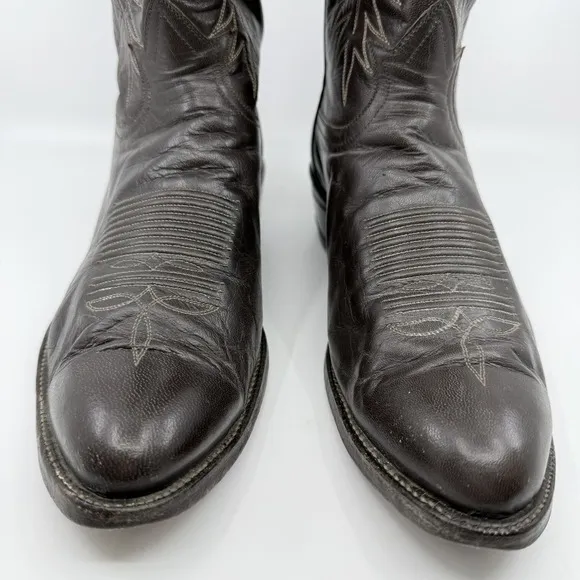 VTG TONY LAMA USA TX Brown Cowboy Boots‎ Men 9.5 D Black Label Western Southwest