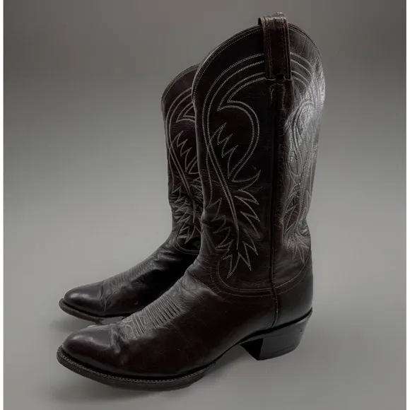 VTG TONY LAMA USA TX Brown Cowboy Boots‎ Men 9.5 D Black Label Western Southwest
