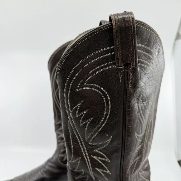 VTG TONY LAMA USA TX Brown Cowboy Boots‎ Men 9.5 D Black Label Western Southwest