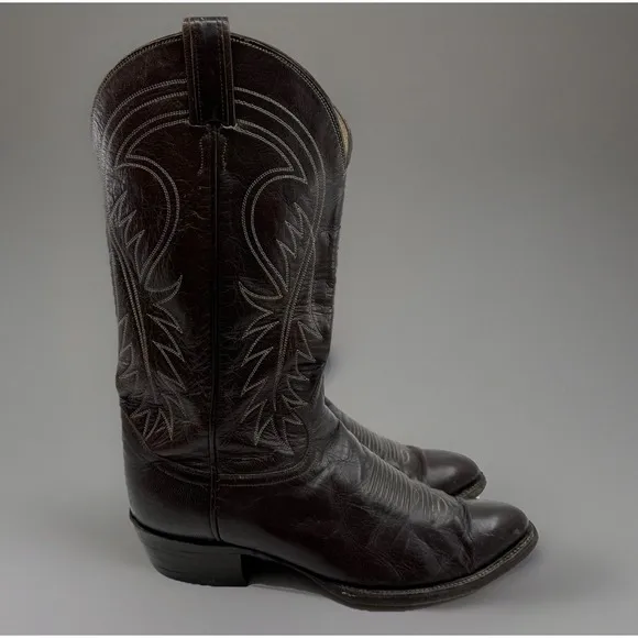 VTG TONY LAMA USA TX Brown Cowboy Boots‎ Men 9.5 D Black Label Western Southwest