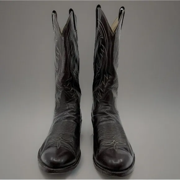 VTG TONY LAMA USA TX Brown Cowboy Boots‎ Men 9.5 D Black Label Western Southwest