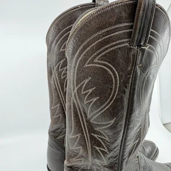 VTG TONY LAMA USA TX Brown Cowboy Boots‎ Men 9.5 D Black Label Western Southwest