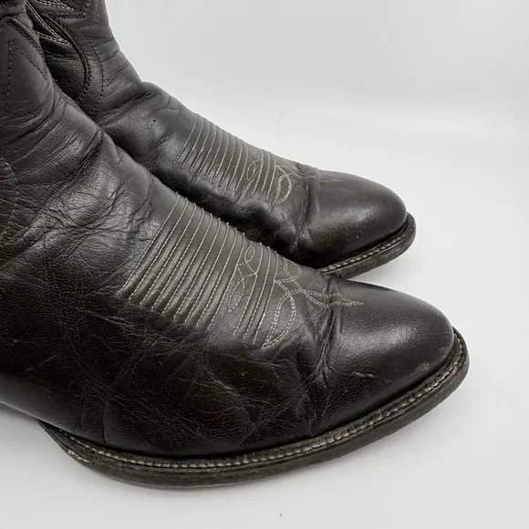 VTG TONY LAMA USA TX Brown Cowboy Boots‎ Men 9.5 D Black Label Western Southwest
