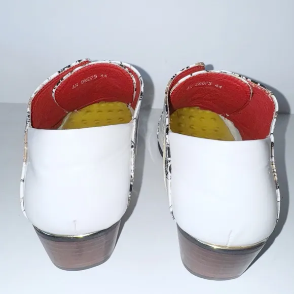 White Men Skull Punk Western Cowboy Boots Mens Heel Leather Shoes Sz 44/9.5