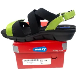 Wolky Women's Electra Strappy Sandals Adjustable Lime Green 41 US 9.5 10