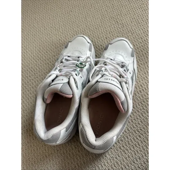 Women’ 12 US 44EU -Vionic 23Walk Classic Sneaker Shoes White Blue Pink Leather