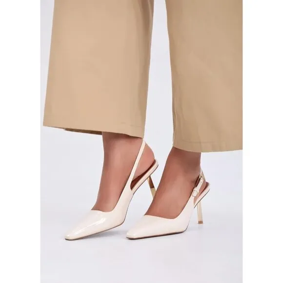 Women White  Pumps Square Toe Heeled Sandals for Women Stiletto  Dress Shoes