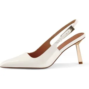 Women White  Pumps Square Toe Heeled Sandals for Women Stiletto  Dress Shoes