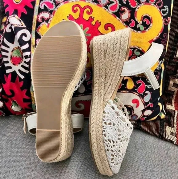 Women's Peep Toe High Heel Platforms Lace Mesh Hollow Out Summer Sandals