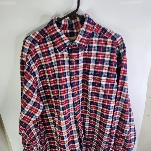 Woolrich Shirt Mens XL Plaid Flannel  Long Sleeve Navy/Black/Red/White
