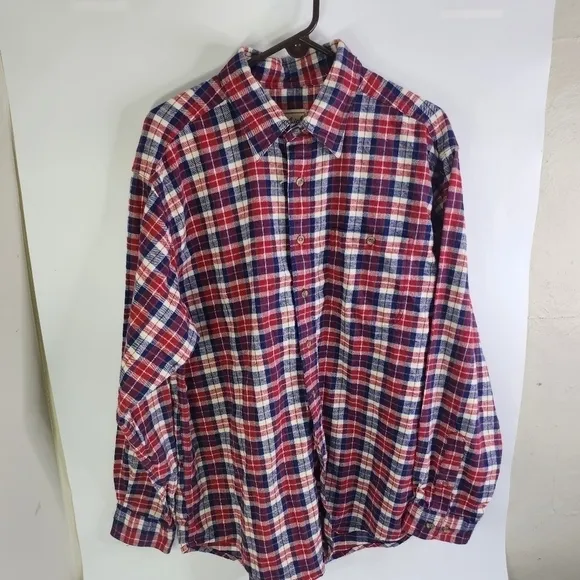 Woolrich Shirt Mens XL Plaid Flannel  Long Sleeve Navy/Black/Red/White