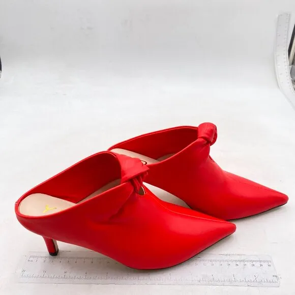YDN Women's Pointed Toe Kitten Heeled Clogs Mules Knots Slip On Low Heel Sandals