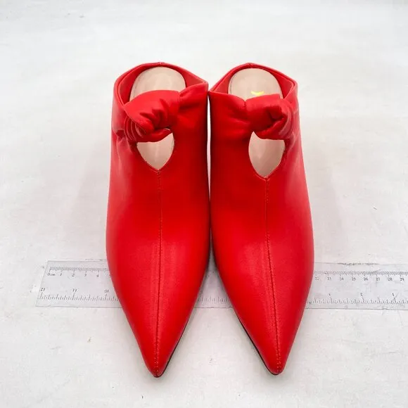 YDN Women's Pointed Toe Kitten Heeled Clogs Mules Knots Slip On Low Heel Sandals