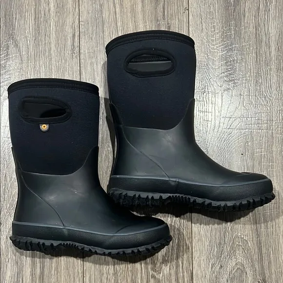 YORK SOLID BOGS waterproof LITTLE Kids' Insulated Rain Boots sz 1 NEW BLACK
