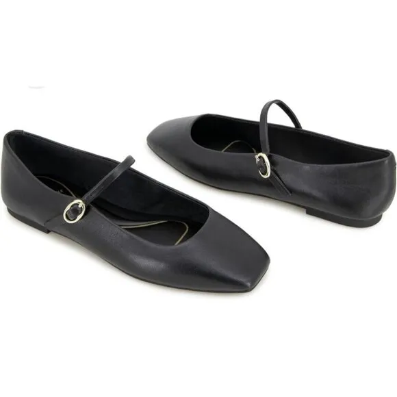 Zara black Buckle Leather Ballet Flats Shoes Size EU 38/US 7.5