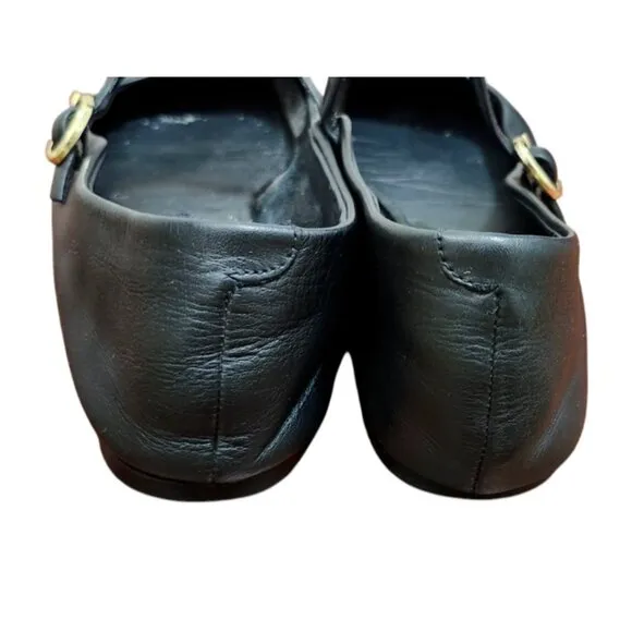 Zara black Buckle Leather Ballet Flats Shoes Size EU 38/US 7.5