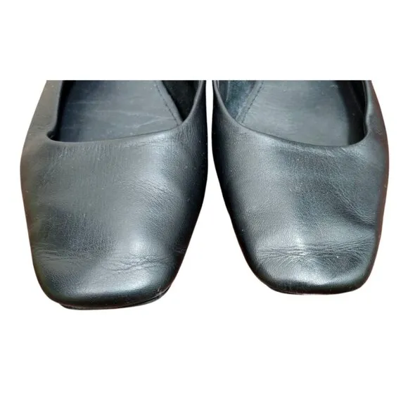 Zara black Buckle Leather Ballet Flats Shoes Size EU 38/US 7.5
