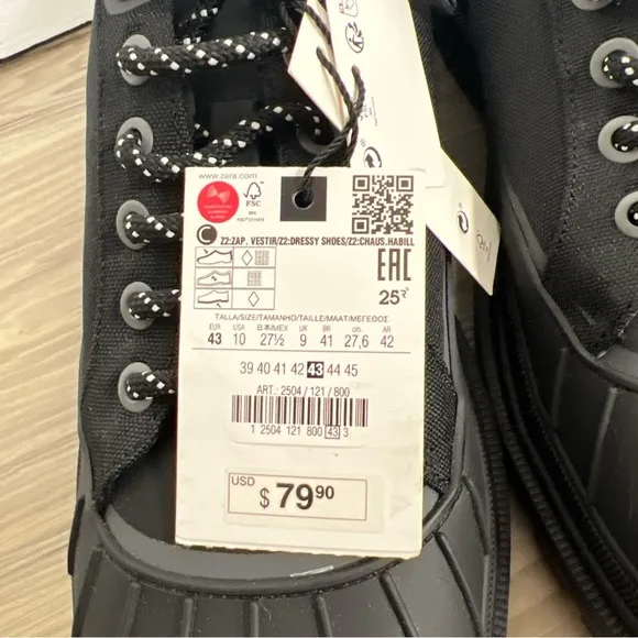 Zara Dressy Low Top Lace Up Duck Boots Men Size 10 $80 NWT
