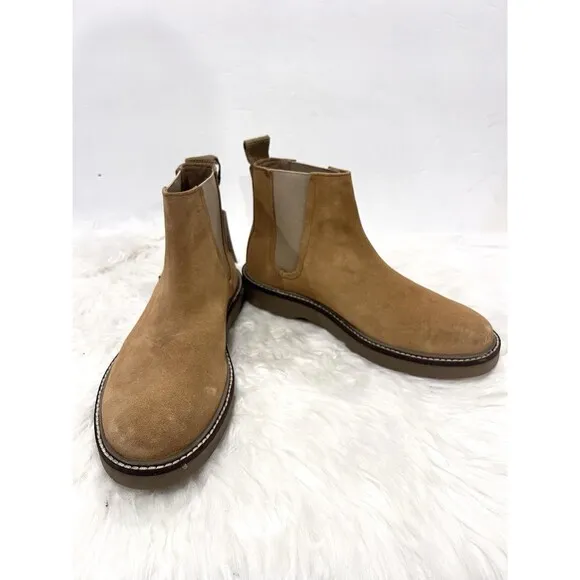Zara Men Chelsea Ankle Boots Split Suede Leather Beige Size US 6 New 2001/820