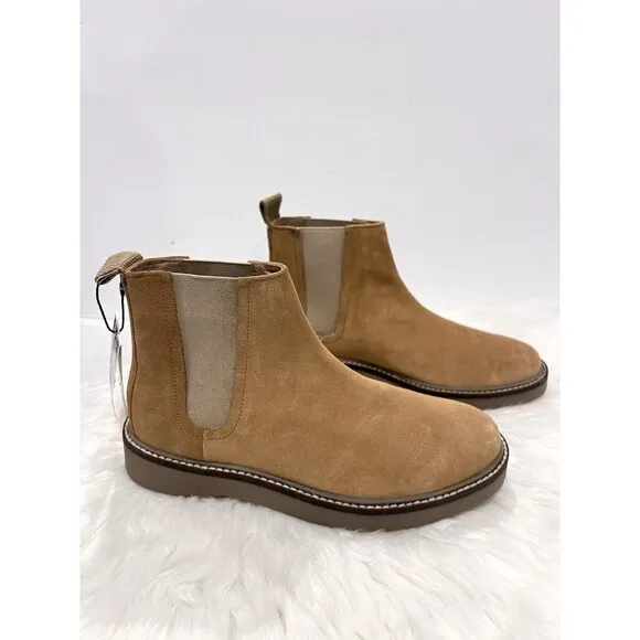 Zara Men Chelsea Ankle Boots Split Suede Leather Beige Size US 6 New 2001/820