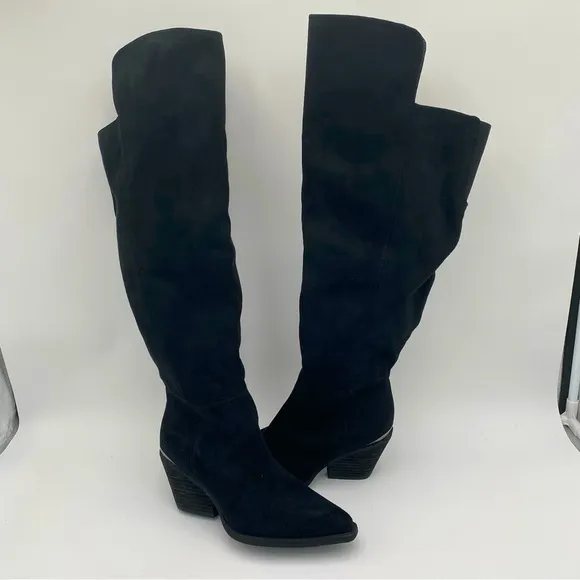 Zodiac Women Suede Over The Knee High Heeled Boots Shoes Black Size 6.5 (NWOT)