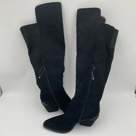 Zodiac Women Suede Over The Knee High Heeled Boots Shoes Black Size 6.5 (NWOT)